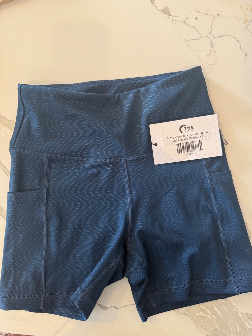 ZYIA Navy High-Rise Pocket Bike Shorts